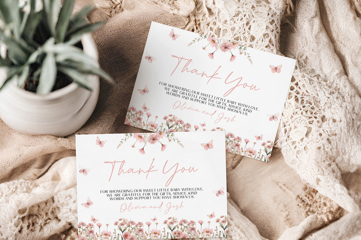 Floral Baby Shower Thank You Card, an Invitation Template by Digital_Mind (Photo 6 of 6)