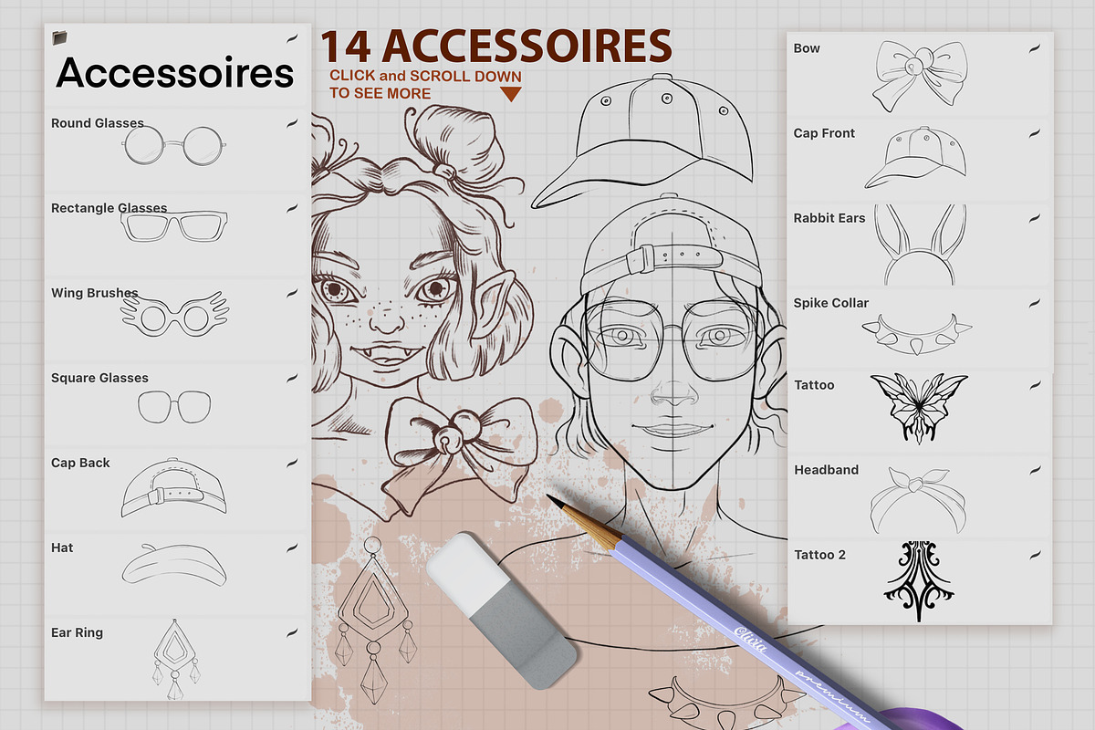 PROCREATE CARTOON PORTRAIT TOOLKIT, a Brush Add-On by AlexandraArt (Photo 8 of 9)
