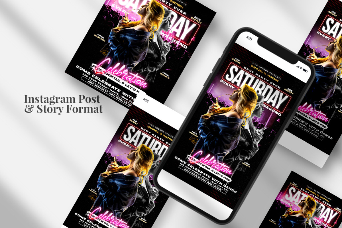 Saturday Night Events Instagram -PSD, a Social Media Template by studioflyers.com (Photo 3 of 3)