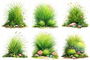 Watercolor Spring Green Grass Clipar, an Illustration by Daily.Designs (Thumbnail 3 of 8)