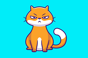 Cute Angry Cat Sitting Cartoon, an Animal Illustration by Catalyst Labs