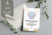 Cute Birthday Invitation Card, a Print Template by TheSimplySereneShop (Thumbnail 2 of 5)