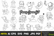 Space Cat, Astronaut Cat Outline, an Animal Illustration by ARTify Illustrations (Thumbnail 1 of 7)