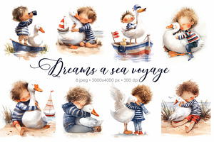 Boy and  sea - illustrations