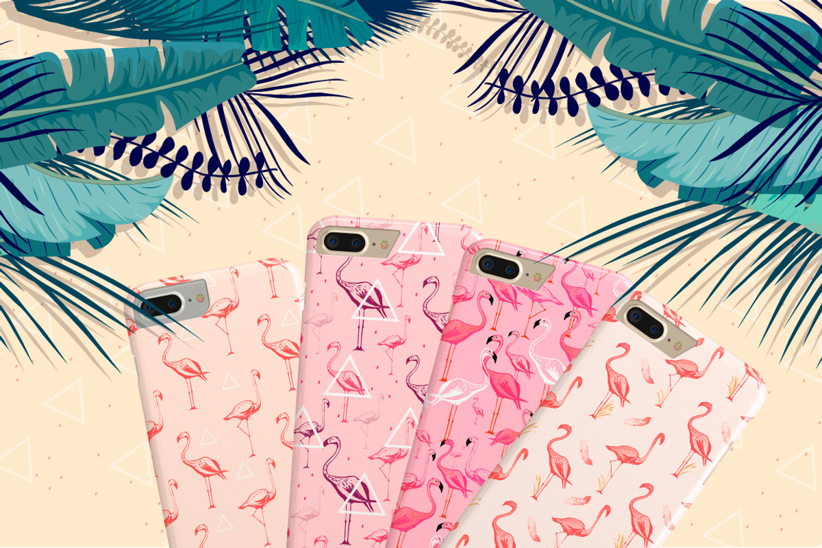 Flamingo seamless vector patterns, a Pattern Graphic by Artem Vorotnikov (Photo 4 of 6)