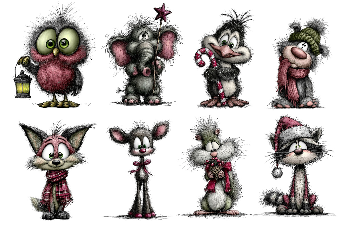 Christmas Whimsical Animals Clipart, an Illustration by Dream Creation (Photo 5 of 7)