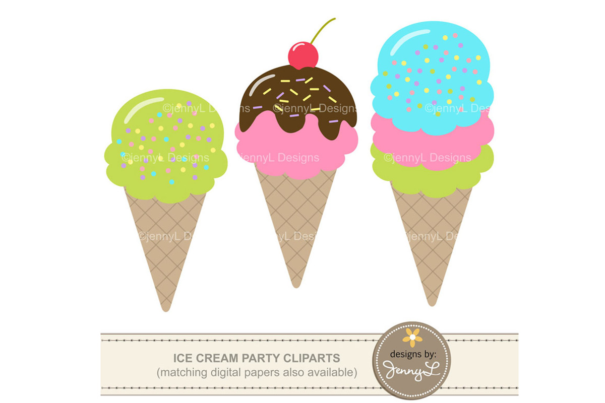 Ice Cream Party Cliparts, an Illustration by JennyL Designs (Photo 2 of 3)