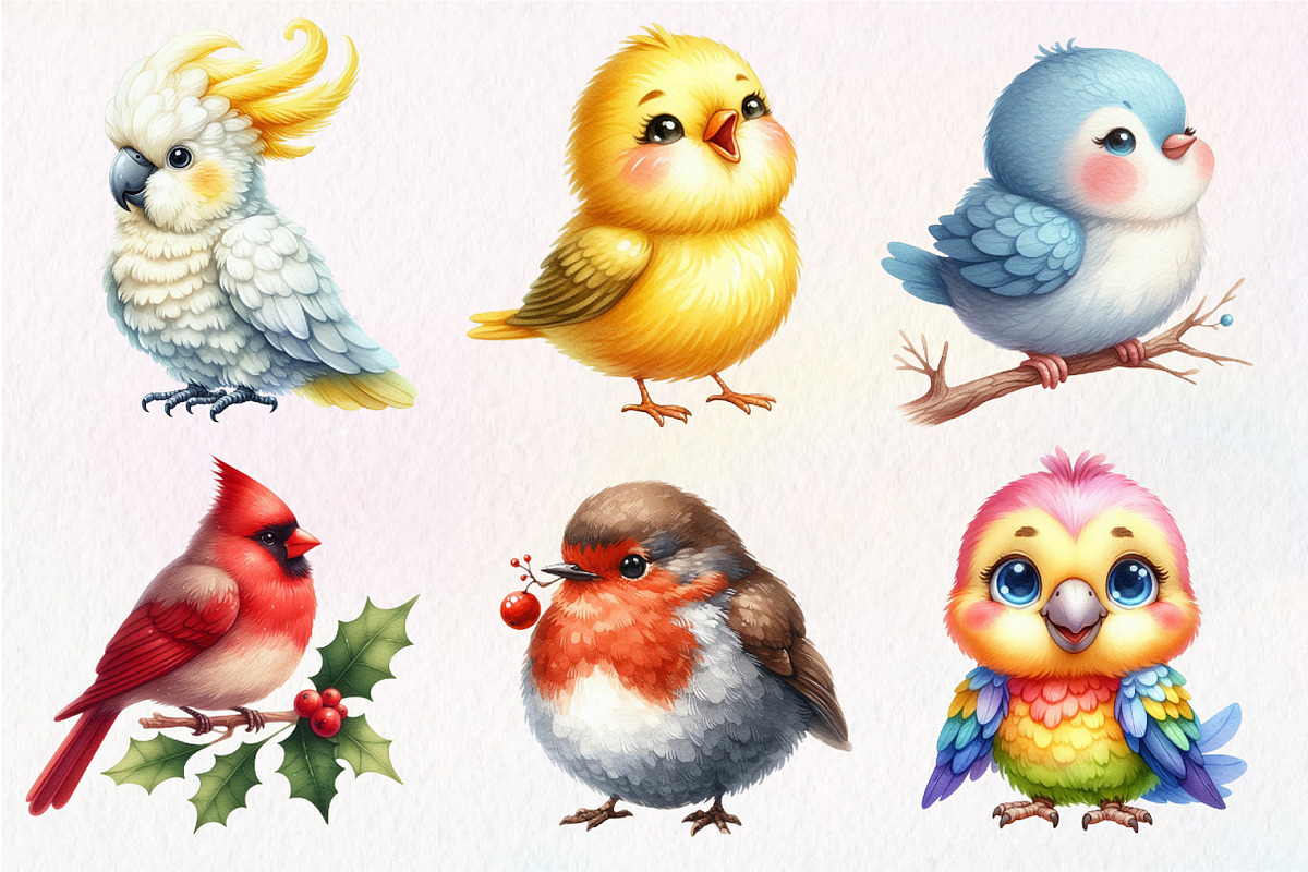 Cute Birds Sublimation Clipart PNG, an Illustration by Dream Creation (Photo 5 of 7)