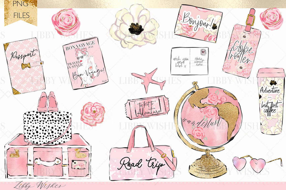 Travel Vacation Wanderlust clipart, an Illustration by Libby Wishes (Photo 3 of 9)