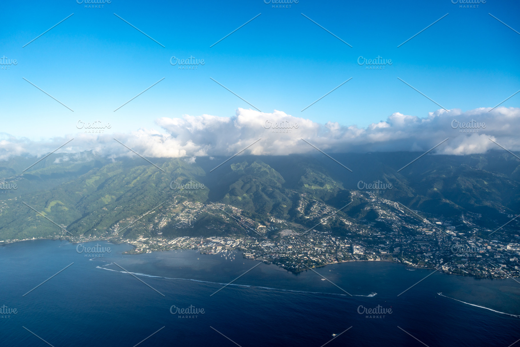 Aerial view of Tahiti Island and Papeete, French Polynesia, an Architecture Photo by GoodGoods