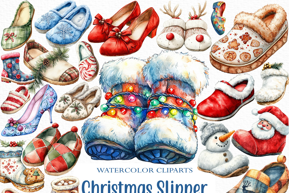 Christmas Slipper Clipart, an Illustration by Craft Nest (Photo 1 of 6)