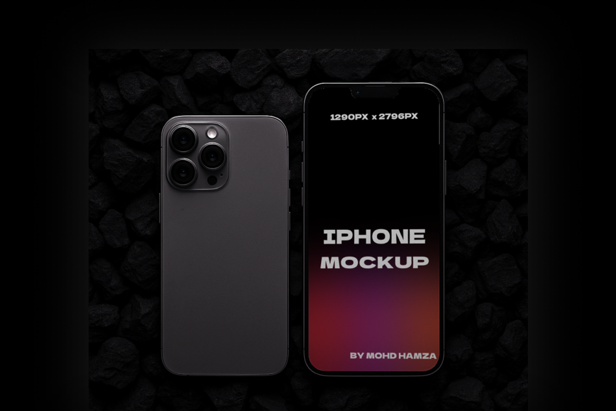 Dark Stone iPhone Pro Mockup, an iPhone Mockup by MD.HAMZA.DESIGNS (Photo 2 of 2)
