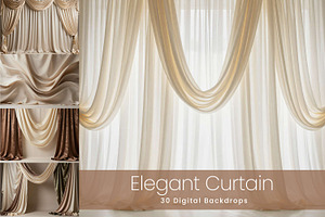 Elegant Curtain Digital Backdrop