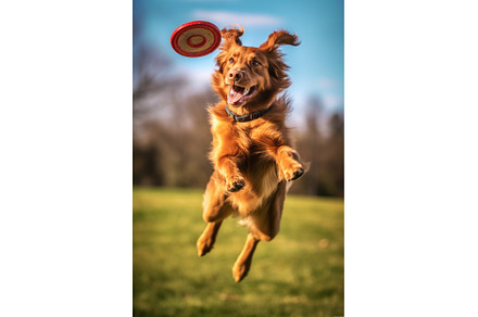 dog catching a frisbee in mid-air, an Animal Photo by Sergey Kotenev