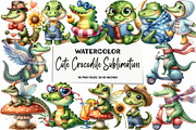 Cute Crocodile Sublimation Clipart, an Illustration by DreamArtGraphic (Thumbnail 1 of 4)
