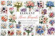 Elegant Watercolor Flower Bouquets, an Illustration by SinaCreation (Thumbnail 1 of 7)