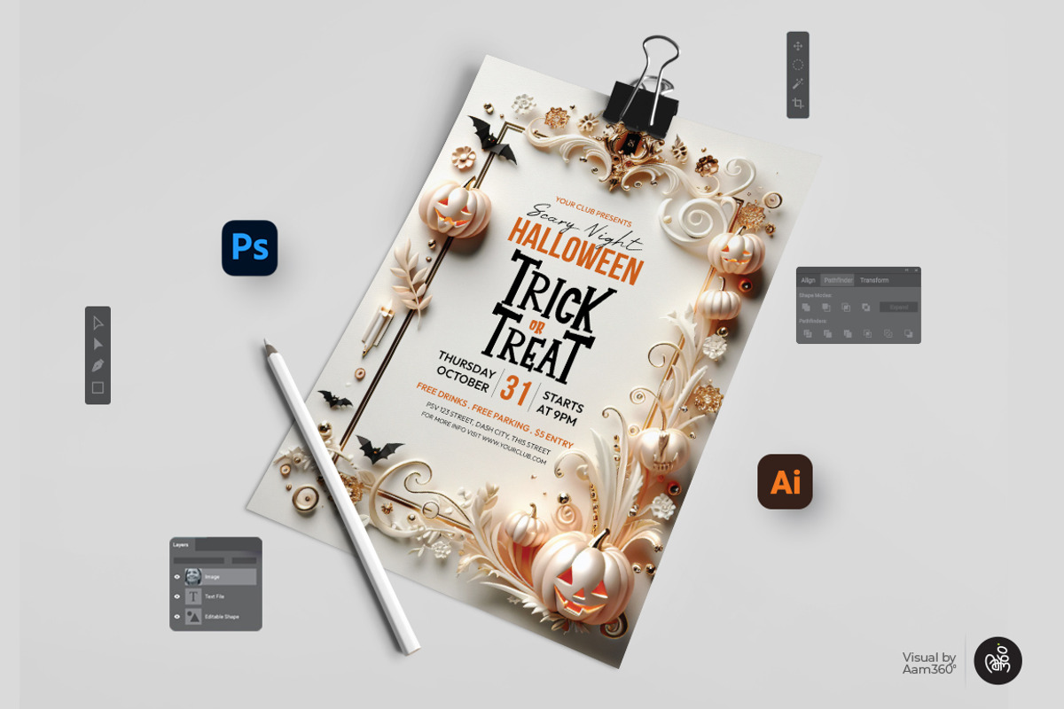 Halloween Trick or trick Flyer, a Flyer Template by Aam360 (Photo 3 of 3)