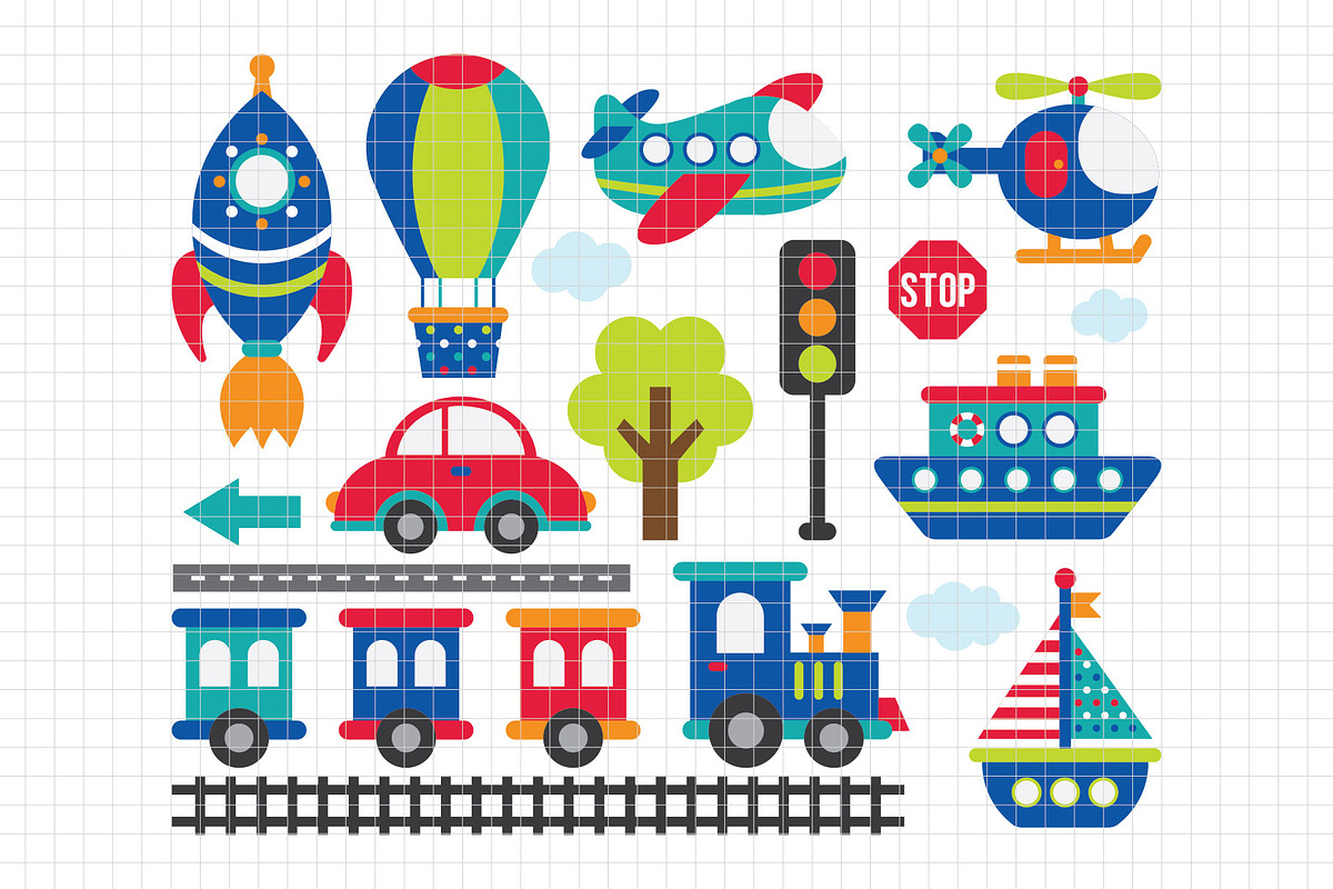 Transportation Clipart (DC1D), a Transportation Illustration by Printablestore