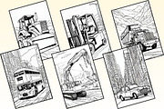Transport Vehicles Coloring Pages, a Transportation Illustration by Catchy Ideaz (Thumbnail 2 of 3)