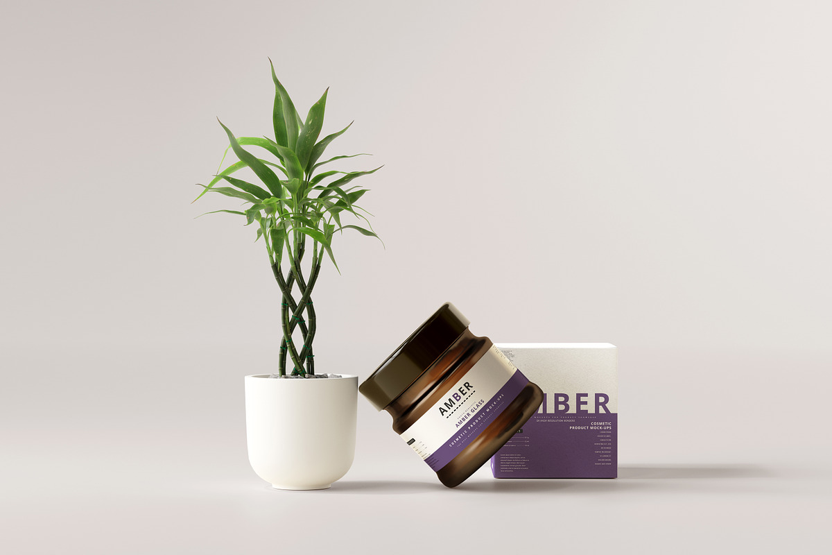 7 in 1 Amber Glass Cosmetic Bundle, a Cups & Container Mockup by pmvch (Photo 29 of 106)