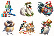 Christmas Birds Watercolor Clipart, an Illustration by OK Design (Thumbnail 2 of 5)