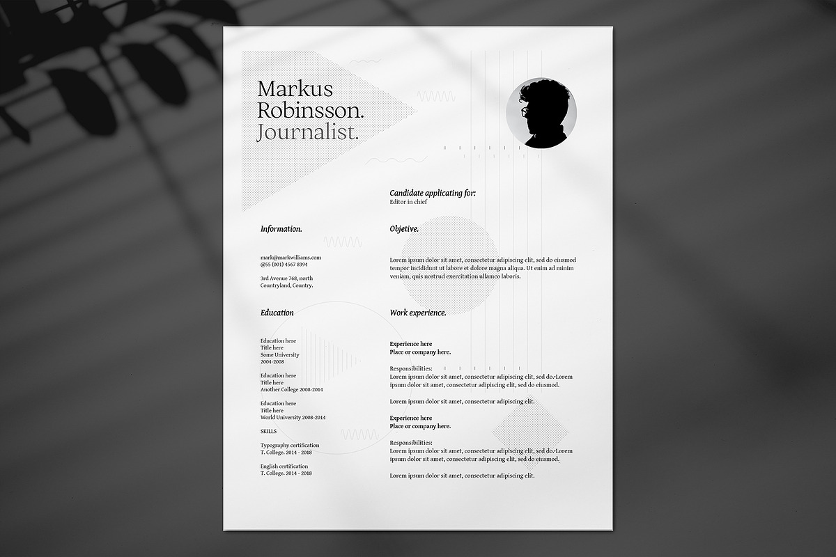 Minimal Creative Resume Pack by Srg, a Resume Template by Srg® (Photo 7 of 11)