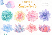 Lovely Succulents Watercolor Clipart, a Decorative Illustration by everysunsun (Thumbnail 2 of 4)