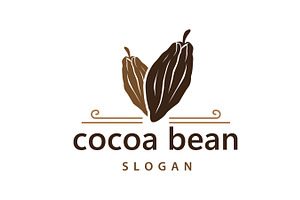 Cocoa Emblem Flat Style Cocoa Bean