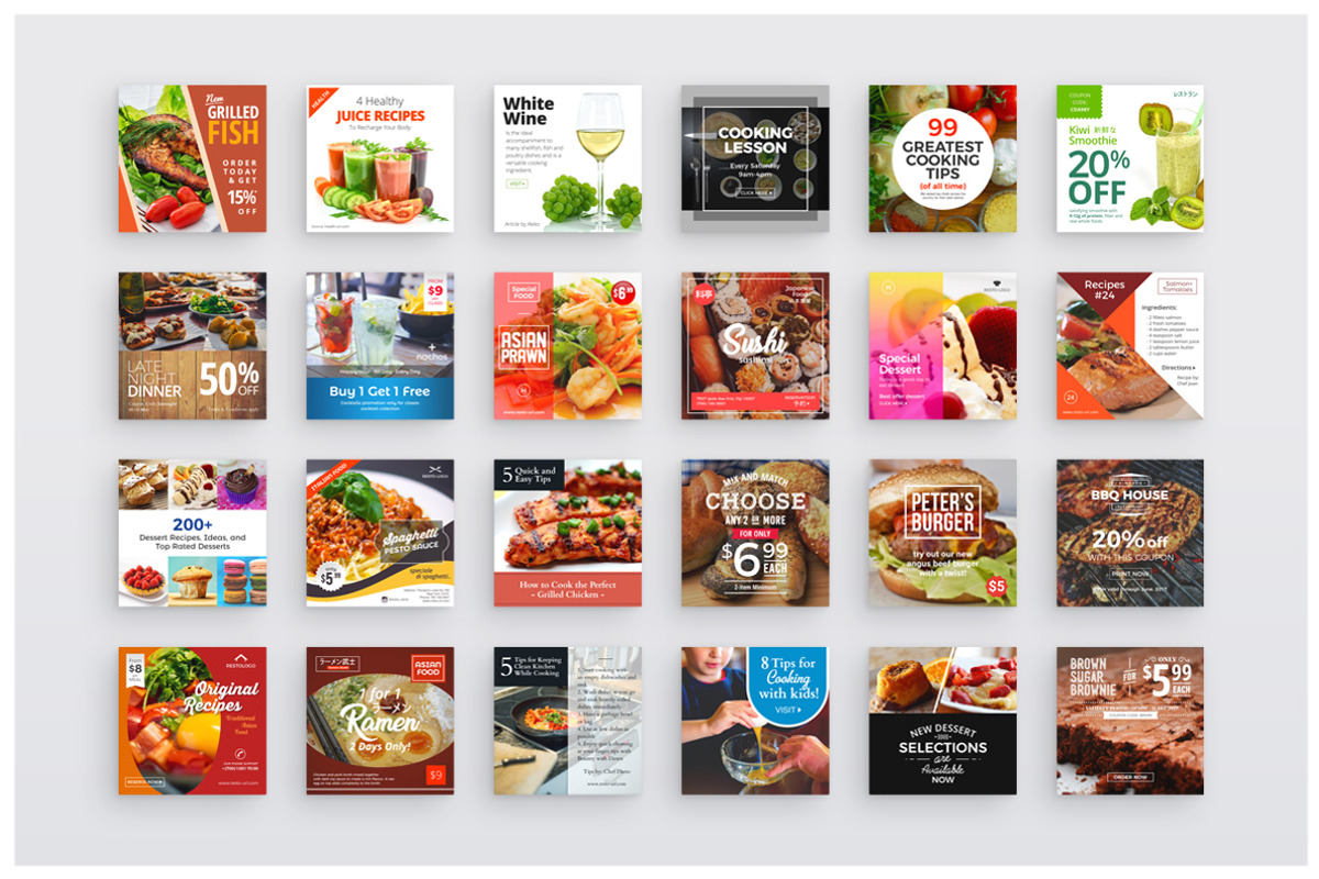 48 Instagram Food Banners, a Social Media Template by Studio Siv (Photo 2 of 7)