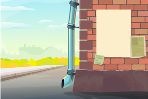 urban brick wall with posters sunny, an Object Illustration by IfH