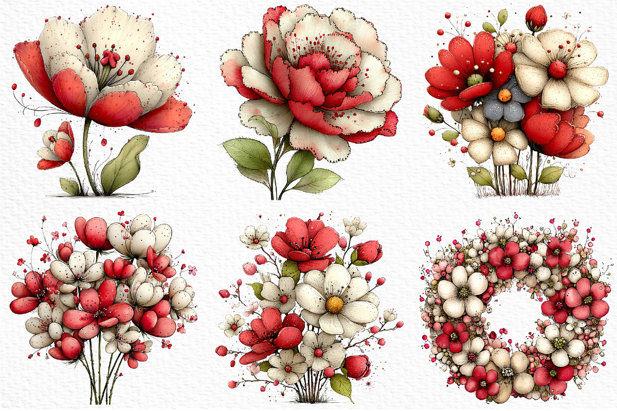 Whimsical Spring Flower Clipart, an Illustration by Craft Nest (Photo 3 of 11)