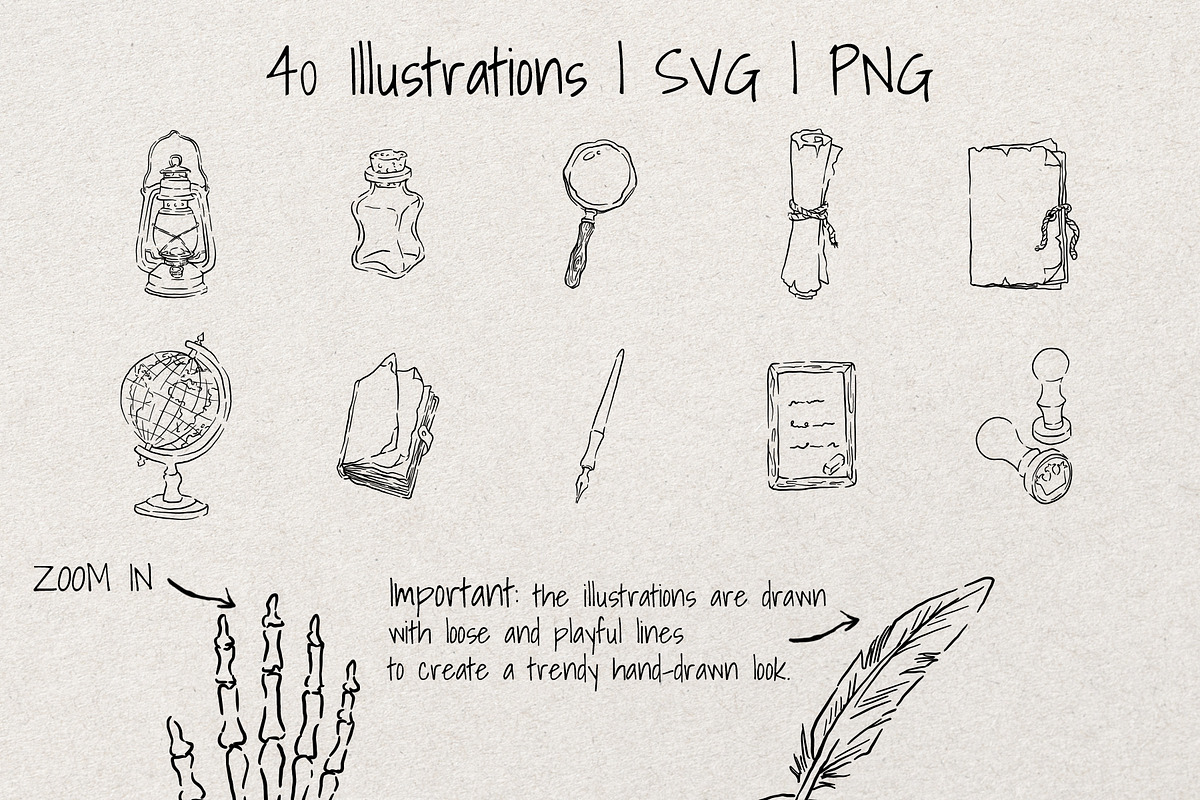 Dark Academia Sketch Bundle, an Object Illustration by Artalia (Photo 4 of 5)