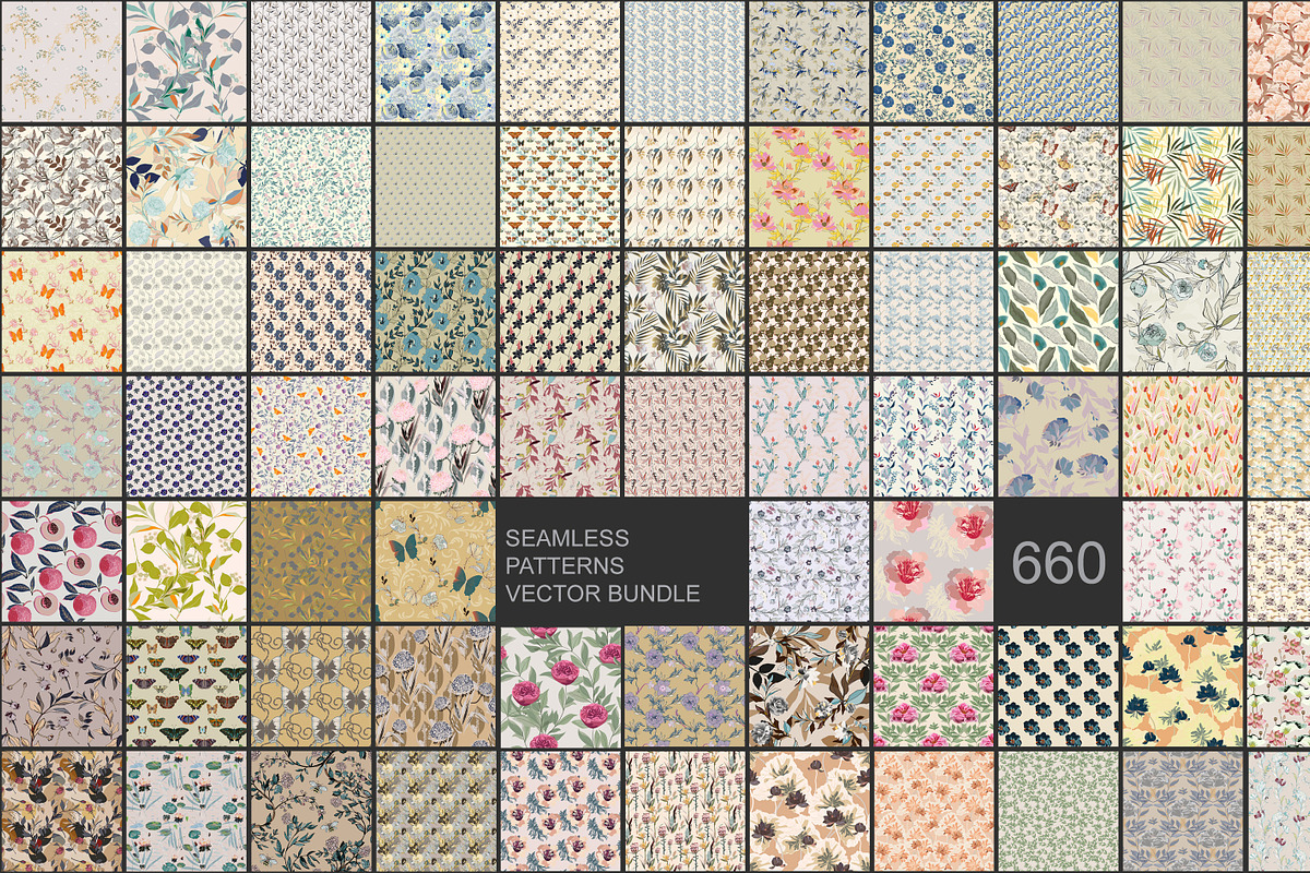 Floral seamless vector bundle, a Pattern Graphic by PatternsBlooming (Photo 2 of 19)