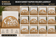 Beach Sunset Napkin Holder Lasercut, an Object Graphic by OTVEY DESIGN (Thumbnail 1 of 13)