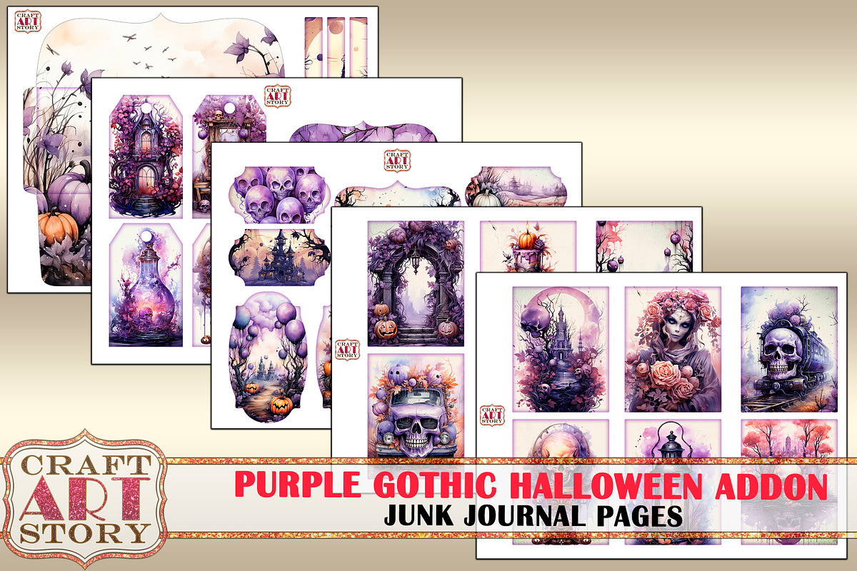 Purple Gothic Halloween ADDON, a Seasonal Illustration by CraftArtStory (Photo 2 of 3)
