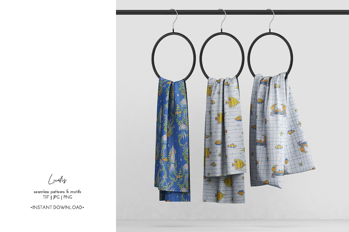 OCEAN Patterns & Clipart, a Decorative Illustration by Liiafis (Photo 9 of 15)