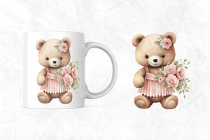 Pink Little Bear Watercolor Set