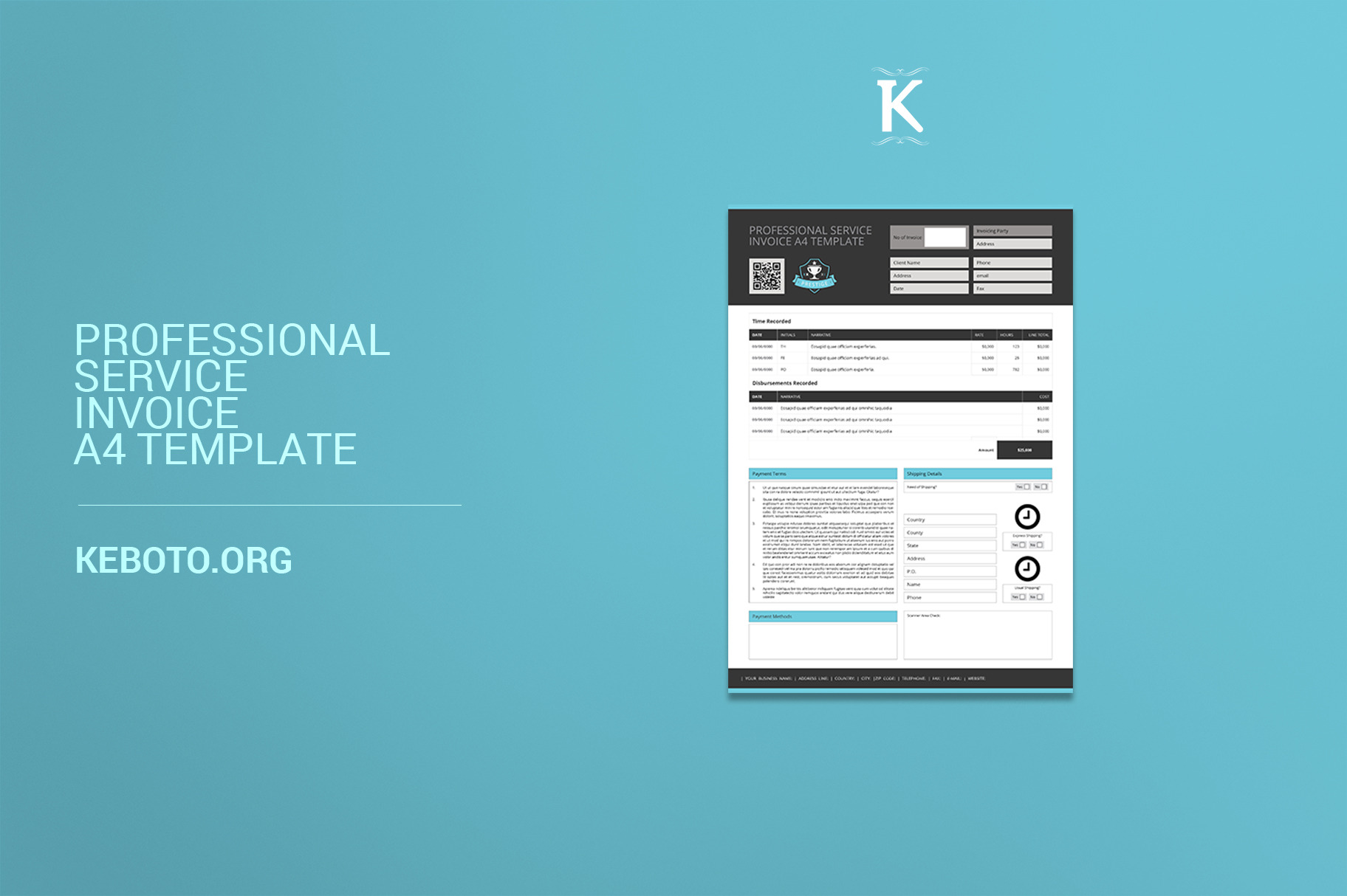 Professional Service Invoice A4, a Templates & Theme by Keboto