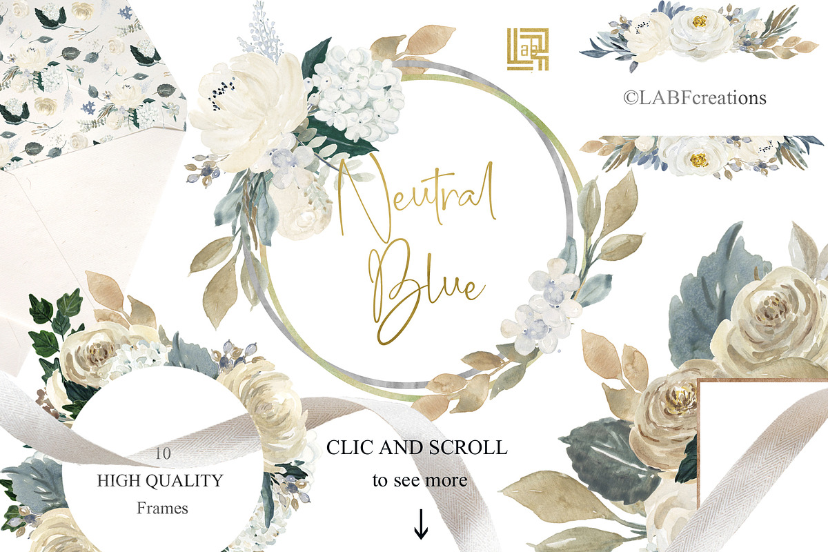 Neutral Beige Flowers Watercolor, a Texture Illustration by LABFcreations (Photo 9 of 15)