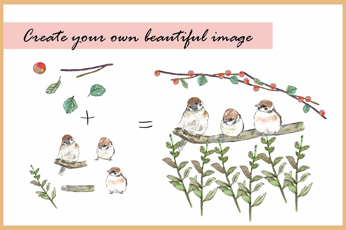 Birds & Cats-Watercolor Clipart, an Animal Illustration by VianneArt (Photo 3 of 9)