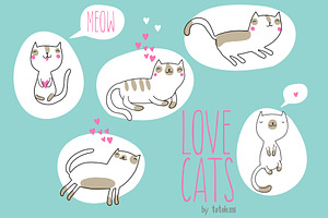 cute cartoon cats in love