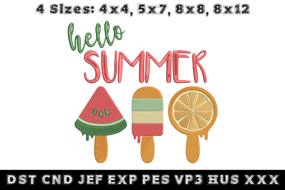 Hello Summer Embroidery Design, an Illustration by Pixels.Craft (Photo 1 of 4)