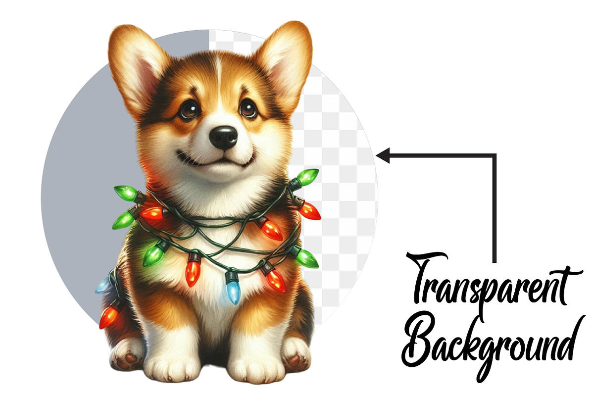 Christmas Dog with Lights Clipart, an Illustration by Pixels.Craft (Photo 2 of 6)