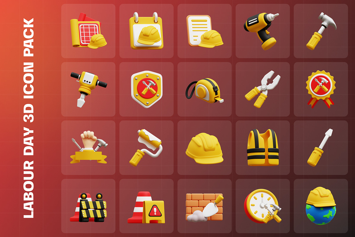 Labour Day 3D Illustration Pack, an Object 3D Model by Tempcraft (Photo 3 of 5)