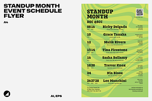 Standup Month Event Schedule Flyer, a Flyer Template by Danil Polshin
