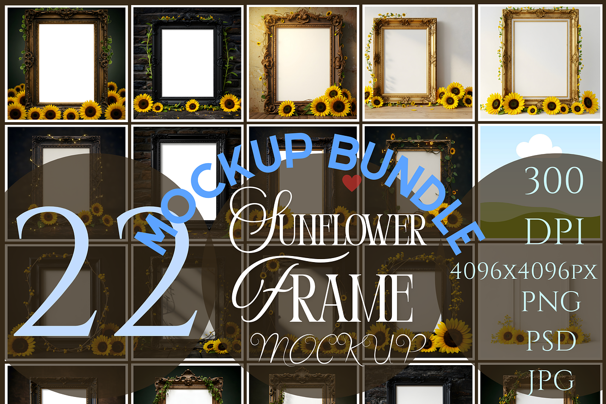 Sunflower Frame Mockup |, a Mockup by StormDigitalArt