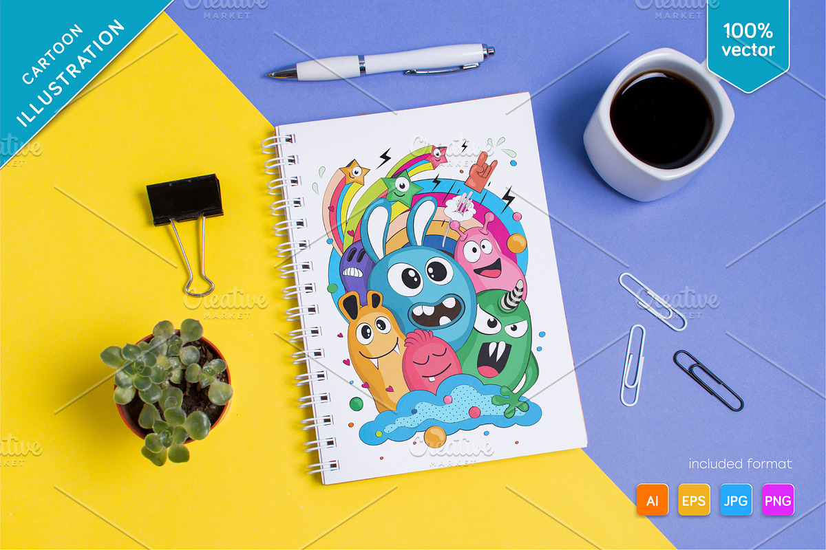 Cheerful company of monsters 03., an Animal Illustration by KENO Mascots (Photo 4 of 6)