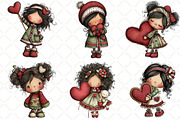 Whimsical Valentine Girl Clipart, an Illustration by Black Bird Studio (Thumbnail 5 of 6)