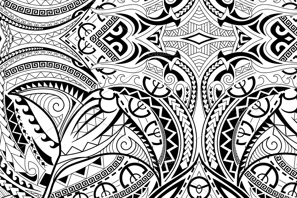 5 black & white Polynesian patterns, a Pattern Graphic by Natsuhisui (Photo 3 of 6)