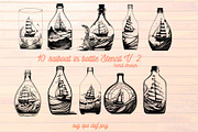 sailboat in bottle stencil v2, a Decorative Illustration by TaKong Magics (Thumbnail 1 of 5)